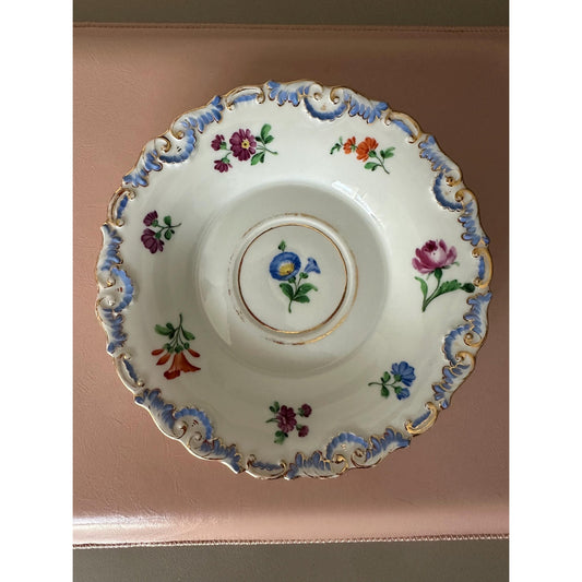 Vintage Meissen Gold Plated Outlined Flower Saucer Dish