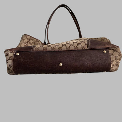 Pre Loved Gucci Monogram Large Princy Tote Dark Brown