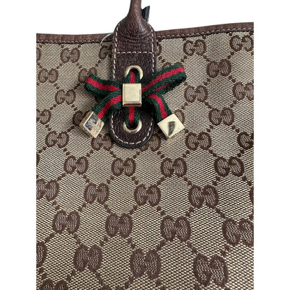 Pre Loved Gucci Monogram Large Princy Tote Dark Brown