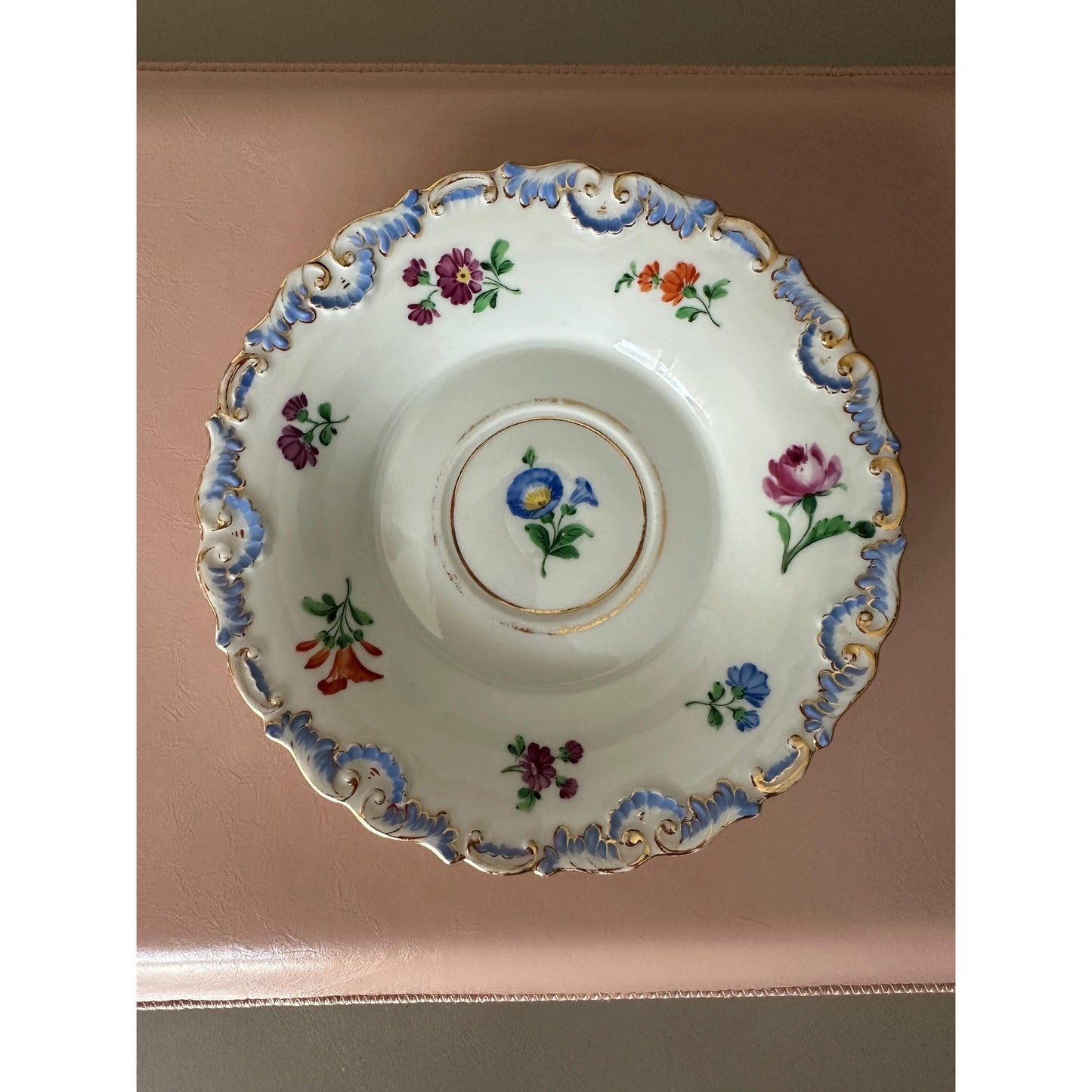 Vintage Meissen Gold Plated Outlined Flower Saucer Dish