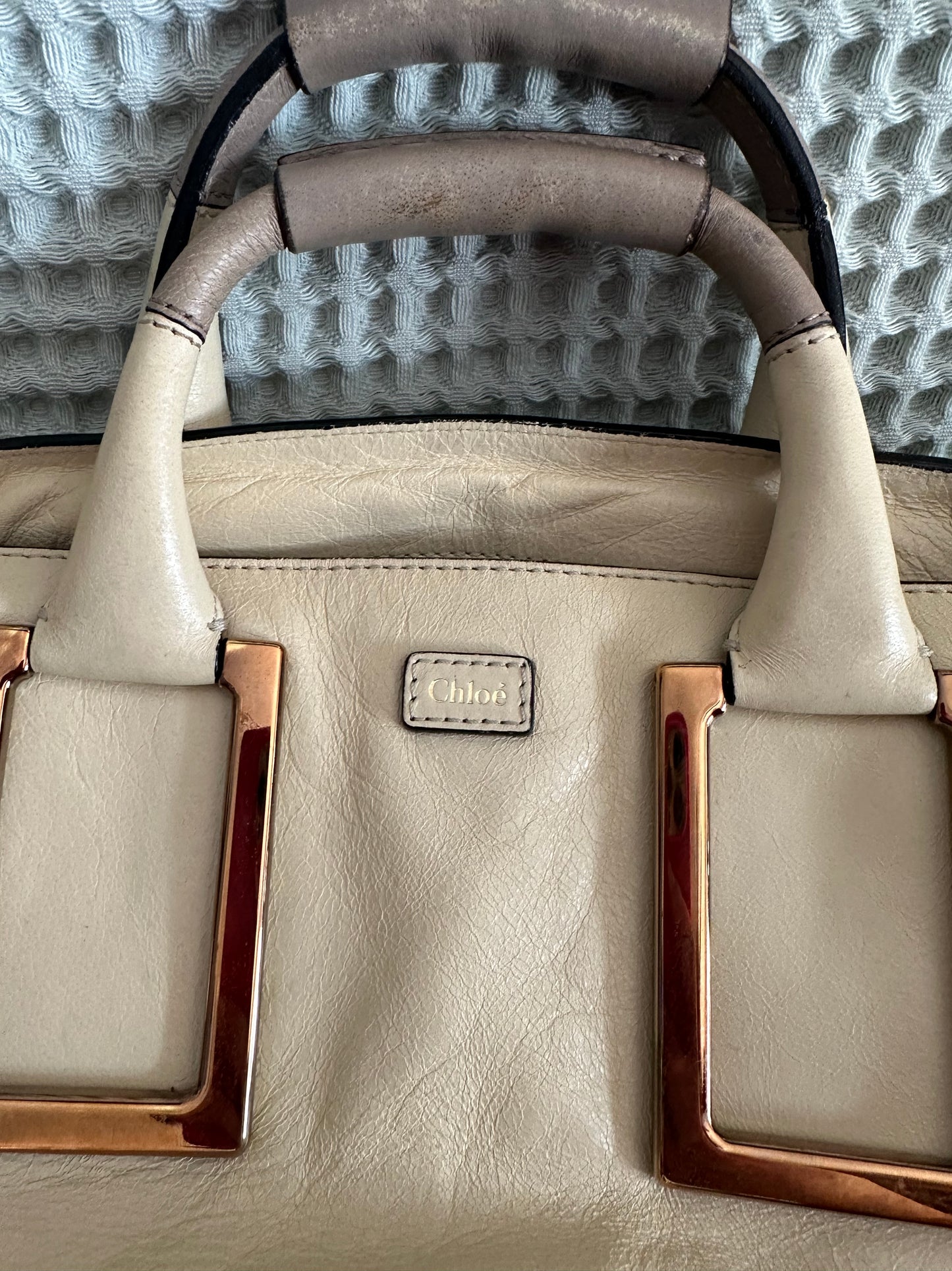 Preloved Chloé Ethel Cream Beige Leather Handbag with Crossbody Strap