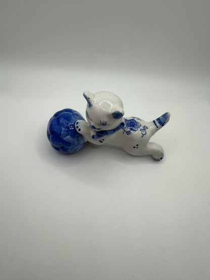 Vintage Hand Painted Porcelain Cat Figurine