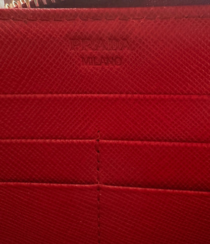 Pre Loved Prada Large Saffiano Fiery Red Leather Zippy Leather Wallet