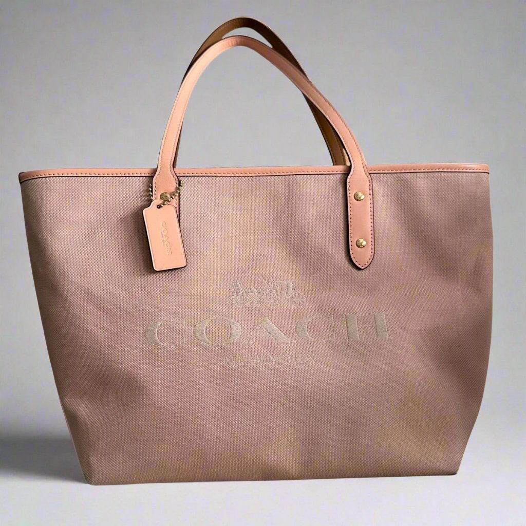 COACH Signature Horse and Carriage City Jacquard Zip Tote Blush